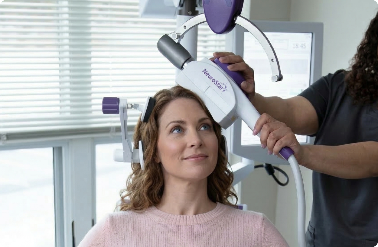 Woman receiving neurological treatment session