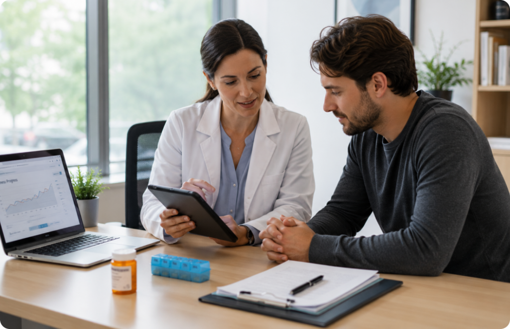 Doctor consulting with patient about treatment
