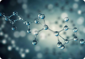 Abstract molecular structure on blue background