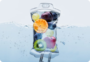 Fruits in water-filled pouch